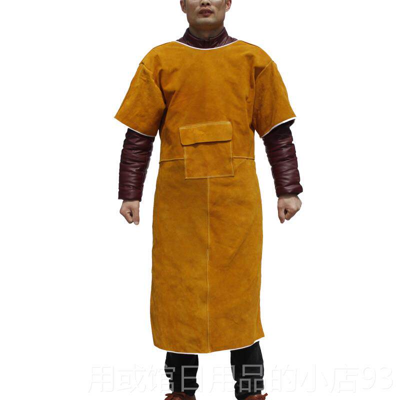 正品防火、阻燃、，防辐射、绝皮缘牛焊护接服，皮围裙，短袖焊接