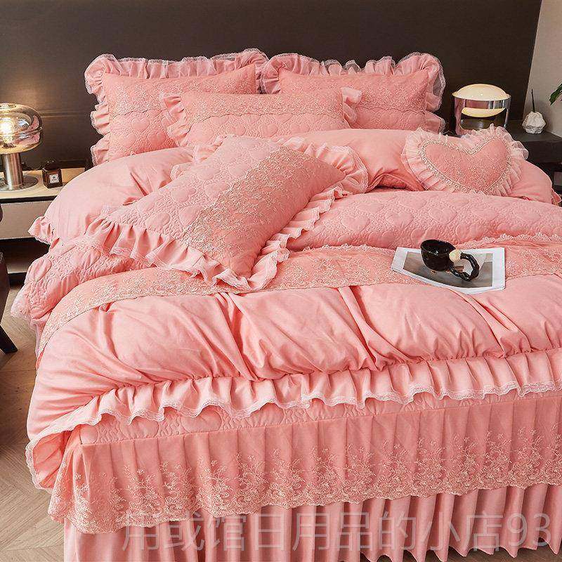 正品婚大红色床裙件套结婚被子庆棉床罩款床上蕾夹丝花边床单被四,床上用品,婚庆床品套件,淘宝优惠券,粉丝福利购,淘宝优惠卷