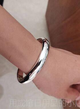 正品足银999泥鳅镯 闭口手素面民族风纯手工银纯手镯订做可来料背