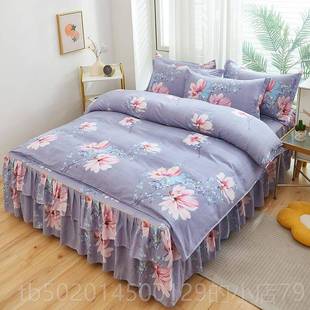 高档公主风床款 四件套裙水洗棉全棉纯棉人被套用床罩床套床单床上