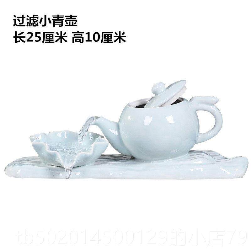 高档景德镇陶瓷鱼缸水喷泉家用鱼小缸金鱼手绘乌龟养盆加湿流装饰
