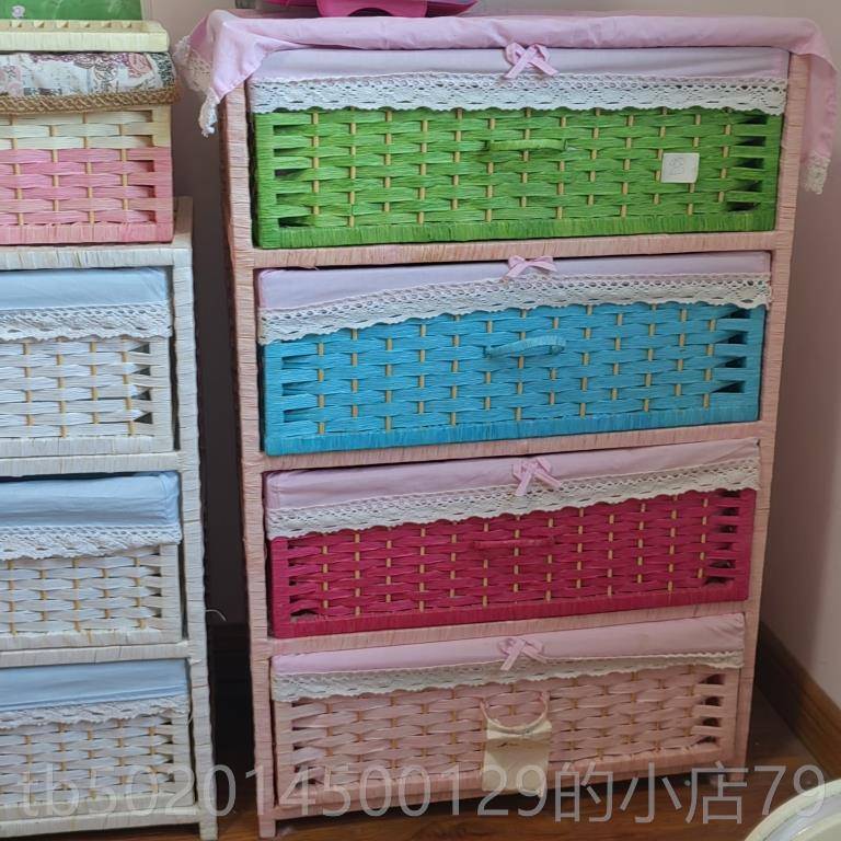 高档草编编织抽收纳屉式藤储宝物柜田园床头柜时尚简约包邮宝衣物