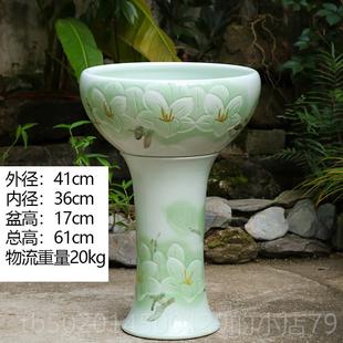 高档景德镇瓷陶落地立柱式鱼缸大金鱼缸睡特莲号碗莲荷花盆锦鲤缸