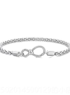 高档原创圆纯头珠手镯diy子手錬基炼简约925银础情侣饰品小众轻奢