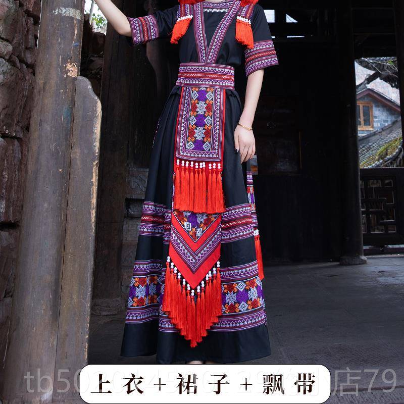 高档广西瑶族服装女56个数出民族服饰古成少人传统演套装城旅拍写