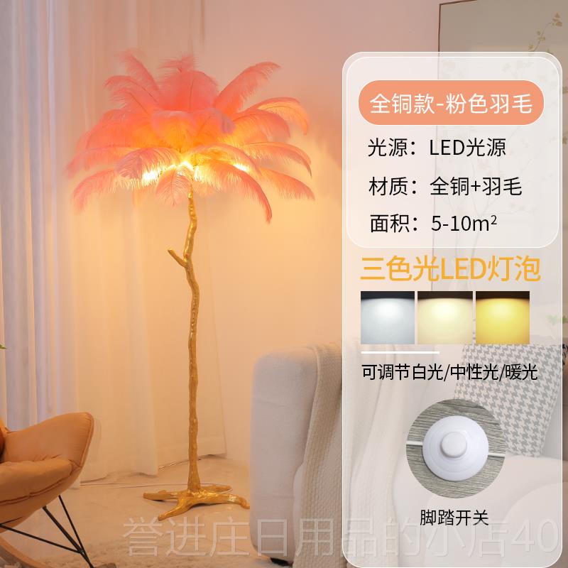 正品鸟羽毛落地灯厅客卧室级沙发旁鸵边装饰氛围高设计感网红艺术