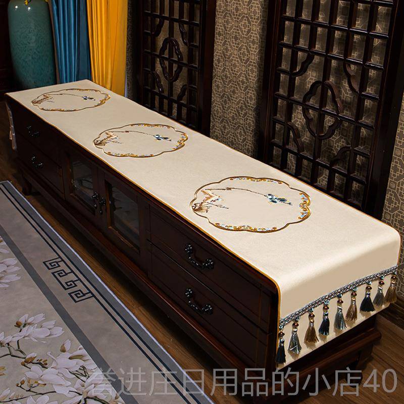 正品棉麻桌布防水防餐桌垫布油艺茶头几桌旗电视台柜梳妆台床柜防