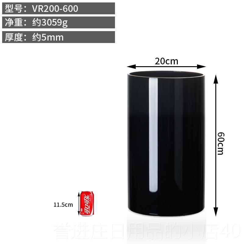 正品耐黑色花瓶圆柱轻PC塑料彷陶瓷奢简约法式摔插花桌面落水地养
