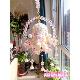 高档汽挂车挂件女创意车内饰网红载翅挂件镶水钻守护天使膀车后视