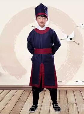 高档兵元旦儿童演出服明制古装衙鱼役装男童捕快侍卫官古代轿夫飞