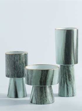 样板间玄关干花瓶现代家居软装饰品摆件客厅书房摆件直口陶瓷花瓶