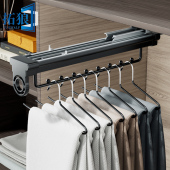 抽五金配件 伸缩裤 抽拉裤 架多功能静音缓冲阻尼挂衣杆衣柜内置顶装