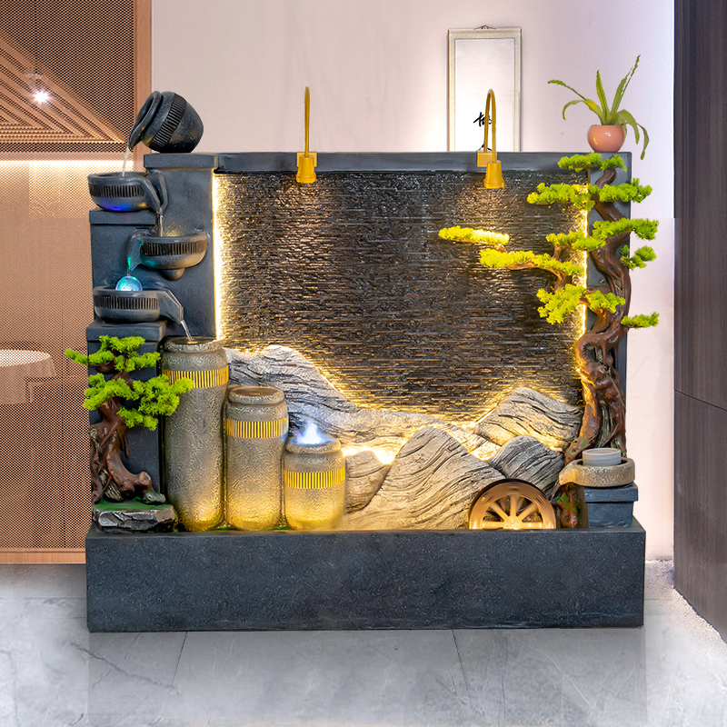 水幕墙假山流水喷泉别墅庭院水景屏风公司开业送礼装饰景观家居摆