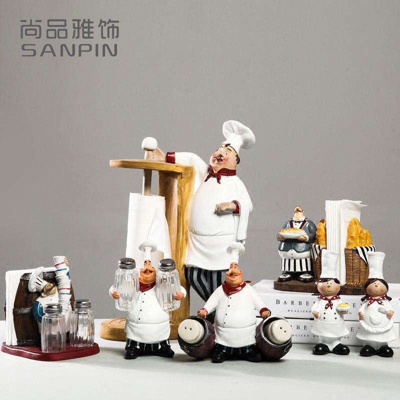 欧式厨师人物树脂摆件创意面包房酒店西餐厅自助餐桌装饰品蛋糕店