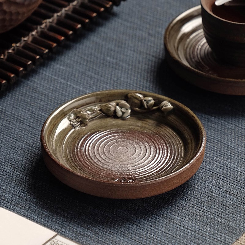 中式柴烧茶杯垫粗陶家用隔热茶垫子陶瓷杯托茶道配件茶壶垫托壶承