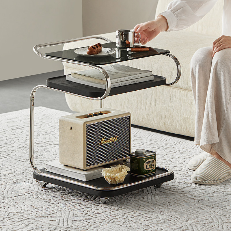 梵也家俱小推车边几玻璃方形茶几带轮可移动客厅家用沙发角几,住宅家具,角几/边几,淘宝优惠券,粉丝福利购,淘宝优惠卷