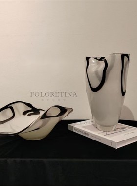 现代简约手工艺术玻璃创意果盘摆件样板间茶几疏离异形花器装饰品