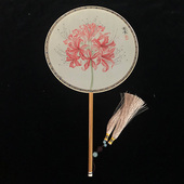 手持玉竹包边高档工艺礼品空白双面真丝面装 饰宫扇台屏迷你小团扇