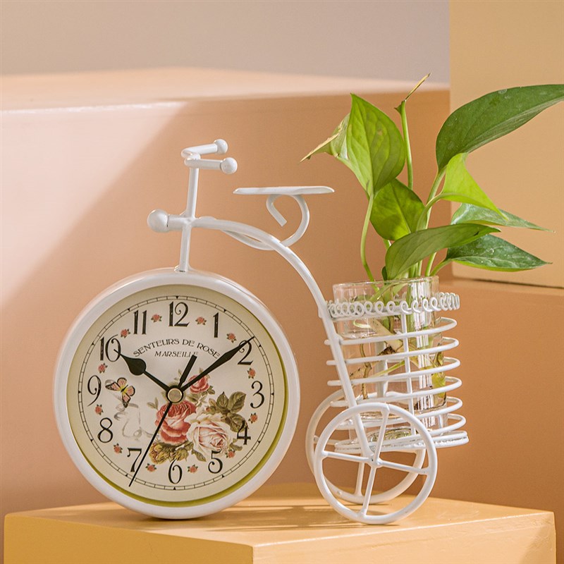 创意静音钟表摆件台式客厅简约现代个性小表桌面时钟床头座钟台钟