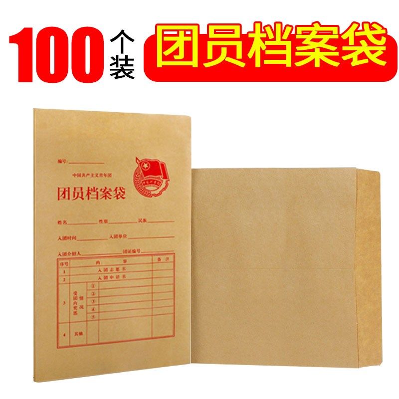 100个装团员档案袋党员牛皮纸档案袋A4大容量横版竖版文件袋干部