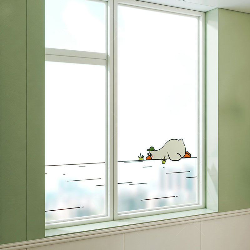 装万家可爱卡通小鸭装饰浴室窗户玻璃贴纸布置厕所门防窥磨砂膜