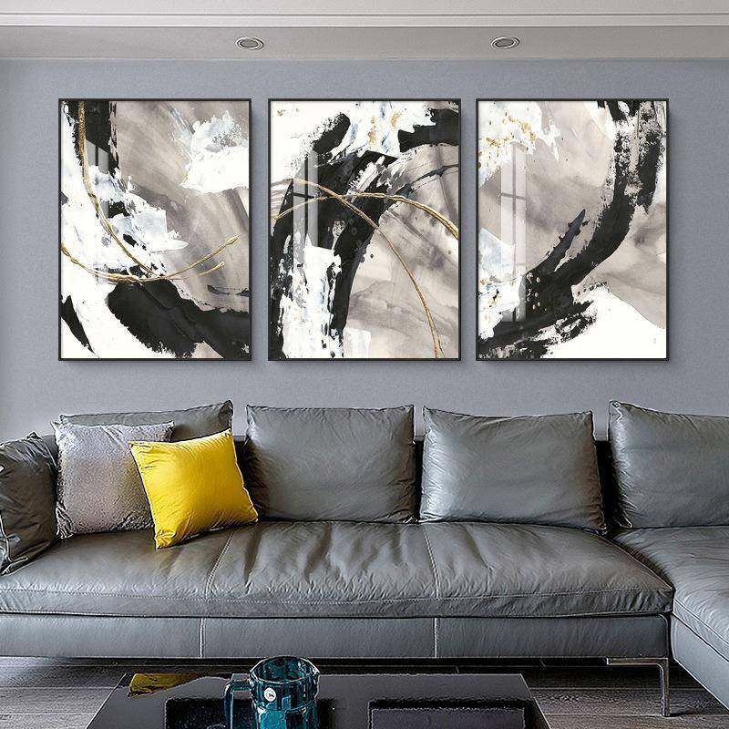 抽象样板房玄关装饰画现代简约大幅走廊挂画轻奢鎏金客厅餐厅壁画