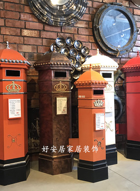 定做铁艺英伦大号红色邮筒模型信箱邮箱复古摆件摄影道具酒吧装饰