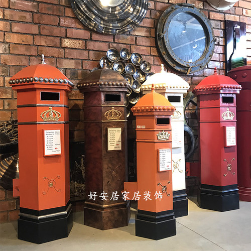 定做铁艺英伦大号红色邮筒模型信箱邮箱复古摆件摄影道具酒吧装饰