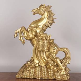 杨铜记 家居工艺品铜马摆件 铜马 铜马上来财 福字马 一桶金马