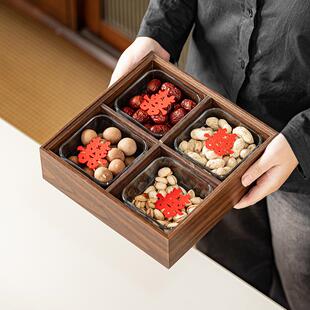 中式带盖点心盘糕点盘煮茶点心盘四宫格围炉煮茶托盘九宫格干果盘