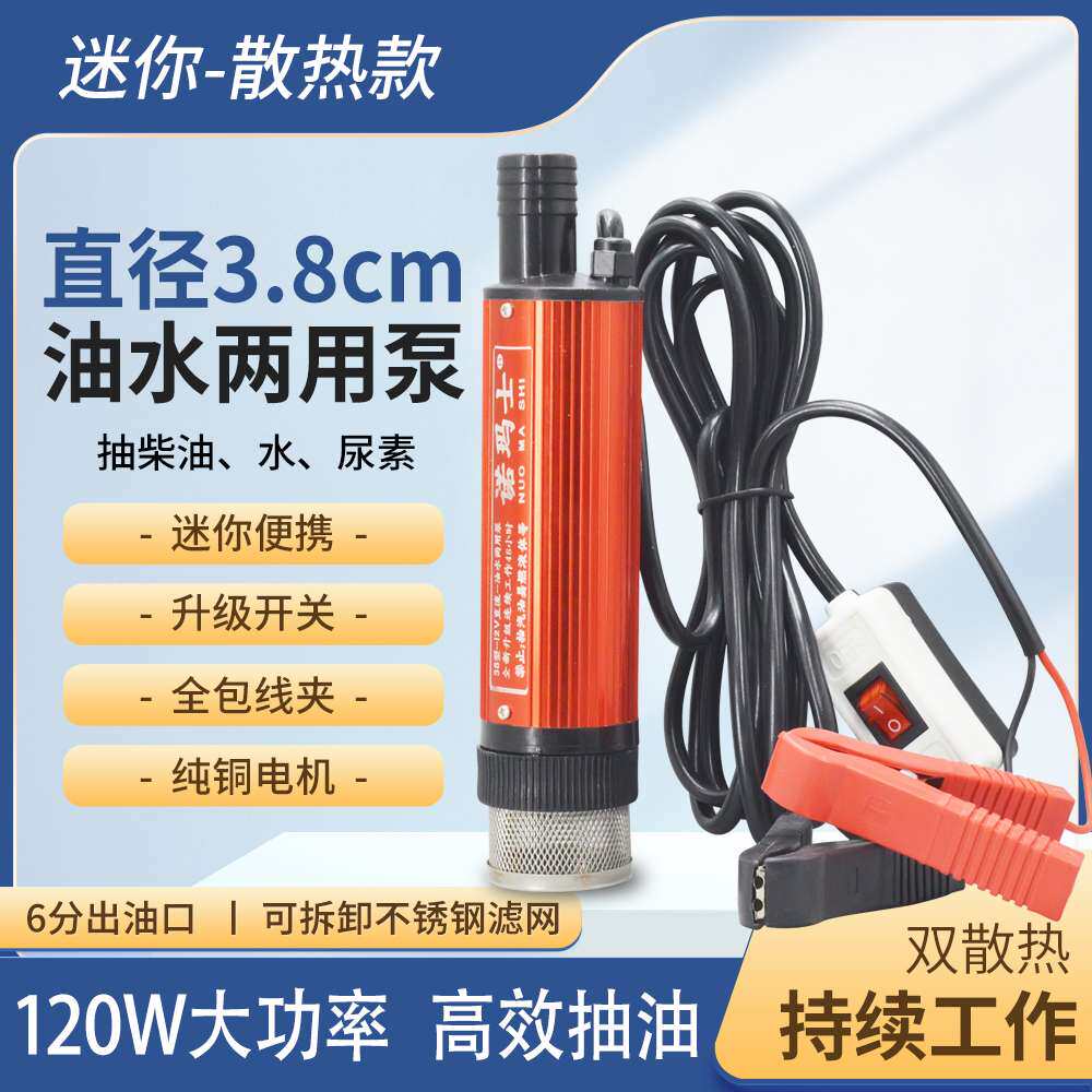电动抽油泵12V柴油泵24V220v抽水泵3.9cm超细潜水两用自吸油抽子