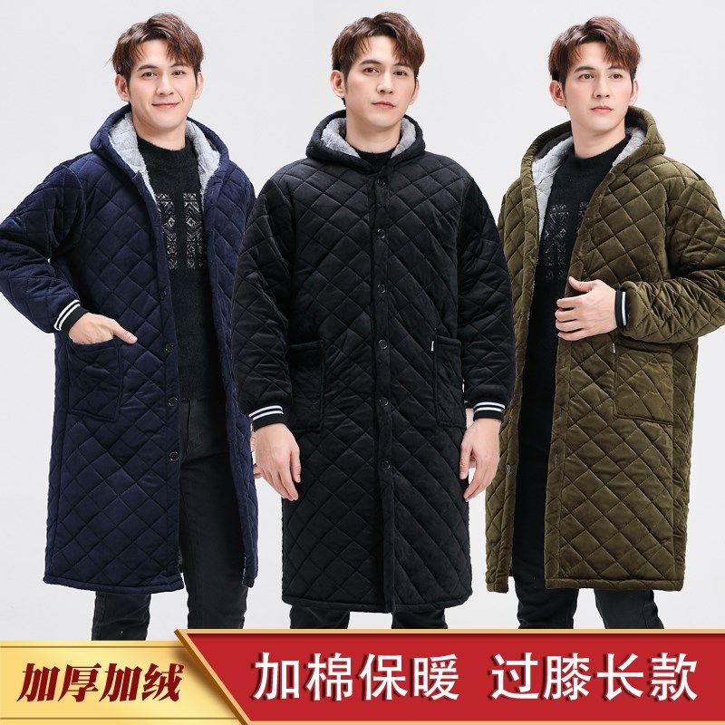 加绒加厚男士罩衣加长款工作服加棉大人围裙棉衣外套防风防寒大褂