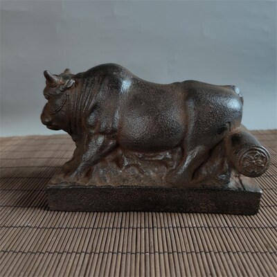 铸铁材质黄河大铁牛微型版摆件民俗怀旧工艺雅居茶社客厅实用收藏