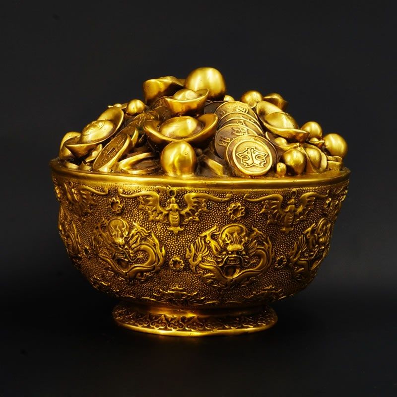 慈风阁黄铜聚宝盆摆件一碗金元宝招财家居办公室财位装饰桌面摆设,家居饰品,装饰摆件,淘宝优惠券,粉丝福利购,淘宝优惠卷