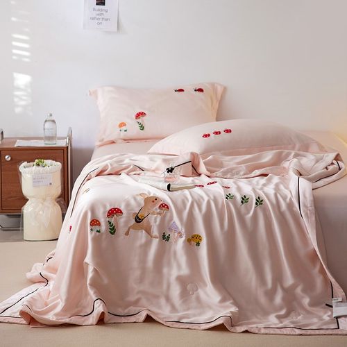 A类60支兰精天丝儿童刺绣夏被薄被丝滑空调被单人1.5m抗菌夏凉被