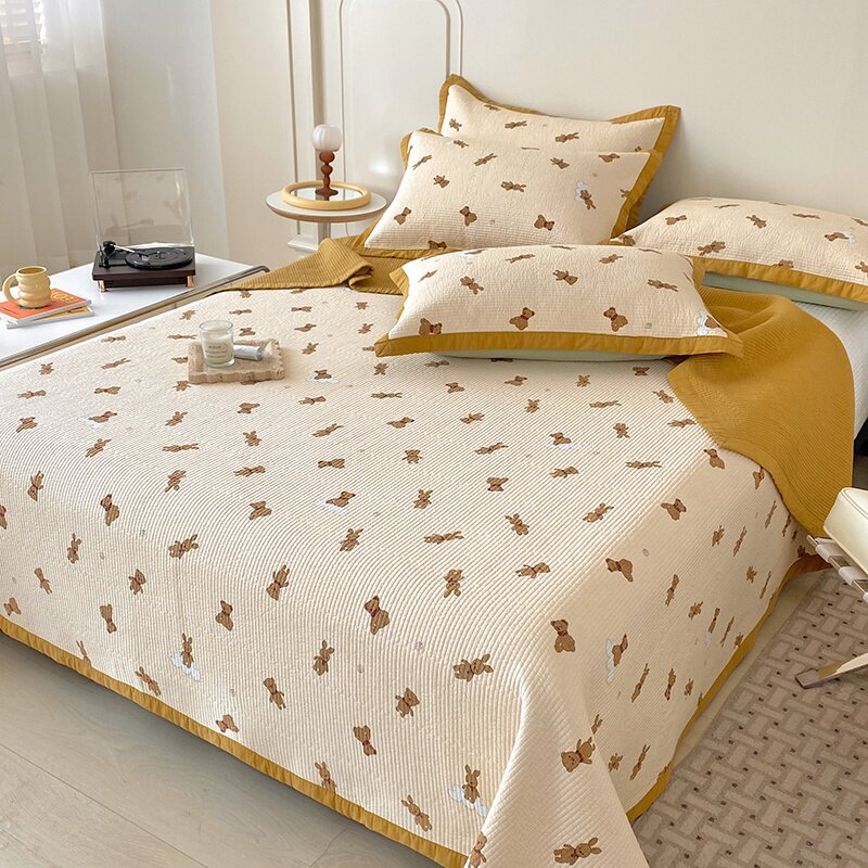 天丝森氧棉AB双面高端夹棉床盖单件四季通用2023新款床单三件套夏