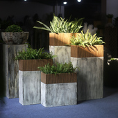 室内落地创意酒店商场售楼部定制长方形组合玻璃钢大花箱美陈摆件