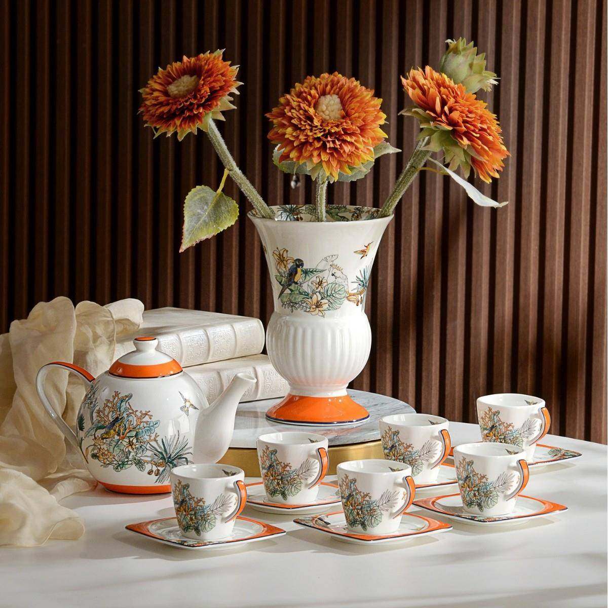 橘白色轻奢复古瓷白花环骨瓷咖啡杯杯子下午茶茶具茶壶套装咖啡壶,鲜花速递/花卉仿真/绿植园艺,割草机/草坪机,淘宝优惠券,粉丝福利购,淘宝优惠卷
