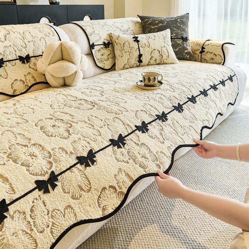 法式中古风沙发垫2025新款秋冬季异形毛绒盖布直排固定防滑坐垫子,居家布艺,沙发垫,淘宝优惠券,粉丝福利购,淘宝优惠卷