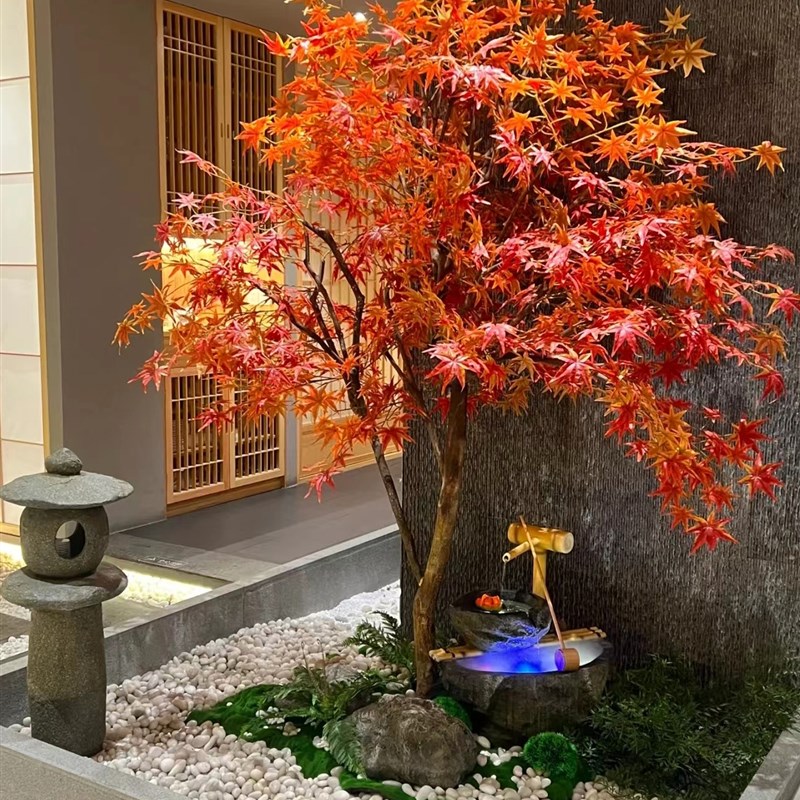 仿真枫叶树假枫树大型商场酒店绿植鸡爪槭假树装饰许愿造景红枫树