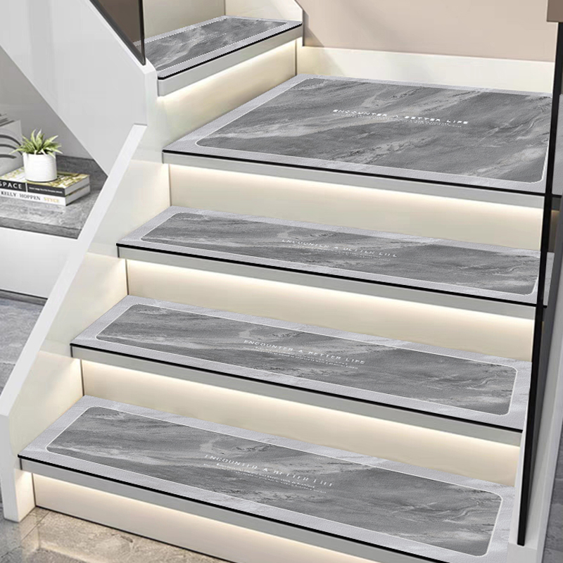 楼梯踏步垫楼梯贴台阶贴地板贴可擦洗灰色硅藻泥阶梯式免洗静音垫