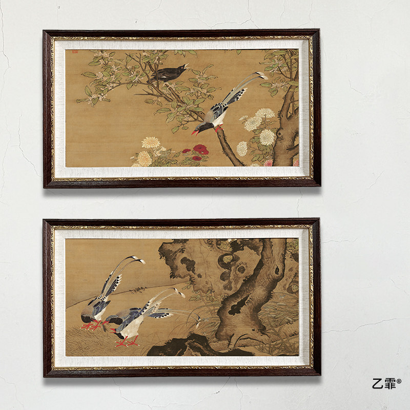 桔子格调吕纪花鸟桂菊山禽图法式中式艺术挂画客厅卧室茶室装饰画