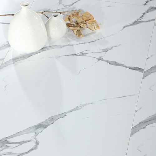 艺术爵士白展厅背景墙板仿大理石纹鱼肚白色强化复合环保木质地板