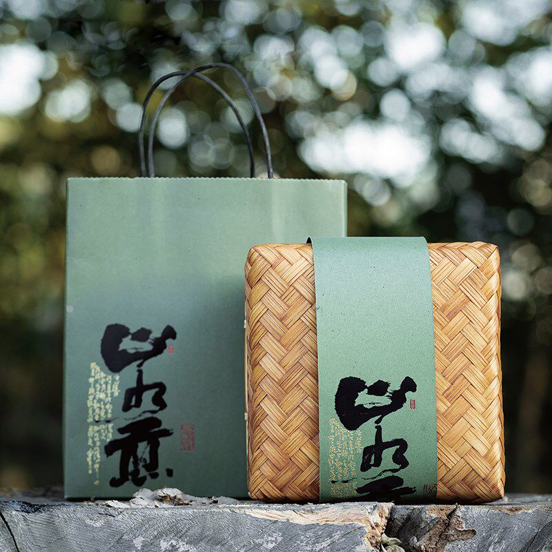 2024新款竹编龙井方包茶叶包装盒空礼盒西湖明前龙井绿茶盒子礼来