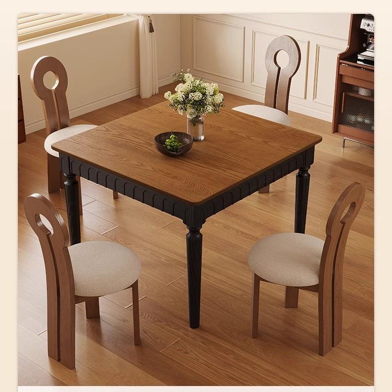 实木餐椅子法式复古实木餐椅中古风家用设计师高颜值靠背凳子