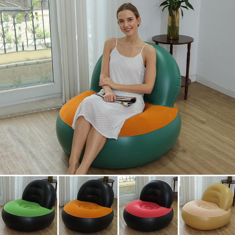 家用环保PVC植绒懒人充气躺椅户外露营休闲便携式L型靠背充气沙发