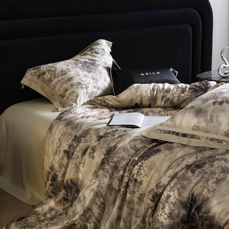 高端复古轻奢天丝棉数码印花床上用品四件套四季款优雅花卉被套,电子元器件市场,其它元器件,淘宝优惠券,粉丝福利购,淘宝优惠卷