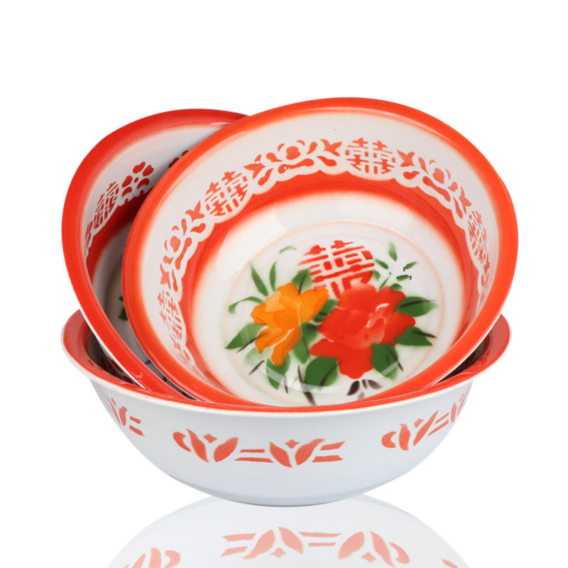 传统搪瓷盆结婚庆用品老式怀旧塘瓷家用加厚大号铁洗菜脸盆泡脚盆