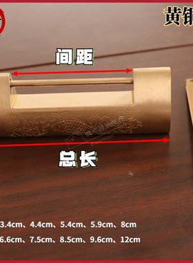 仿古铜锁中式横开挂锁复古刻花老式小锁头木箱子柜门插销古代铜锁