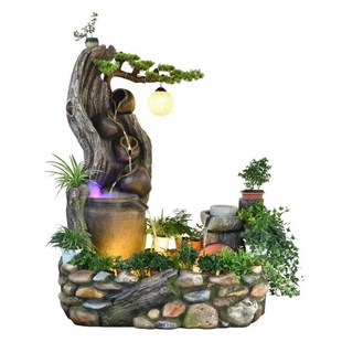 聚财陶罐灯圈流水摆件庭院会所门店过道田园鱼池布置造景乔迁送礼